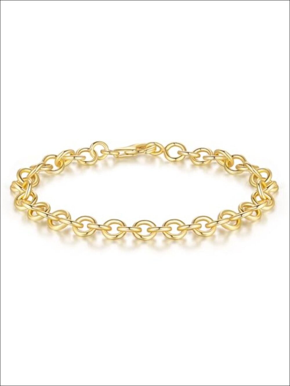 14K Gold Plated O-Shaped Cuban Link Chain Bracelet Stackable 6.5-9in